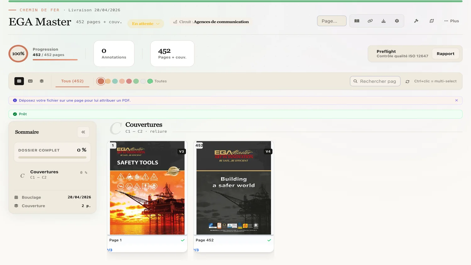 Chemin de fer Note+ : magazine presse, cahiers d'impression, intégration pub, foliotage