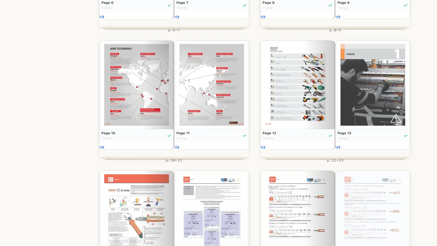Vue statuts des pages Note+ : bouclage, régie pub et suivi par cahier d'impression