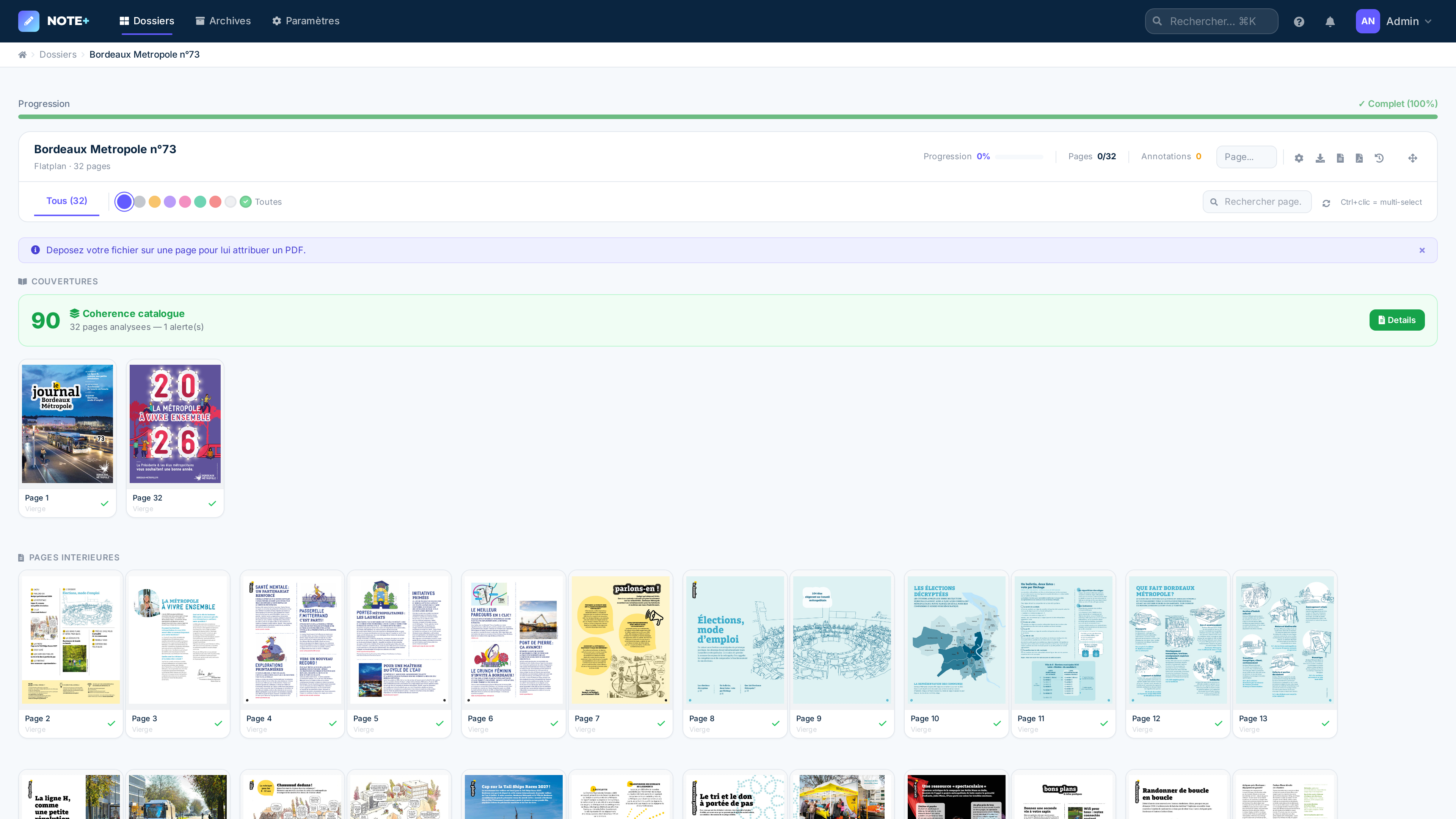 Interface NotePlus — chemin de fer avec encarts publicitaires